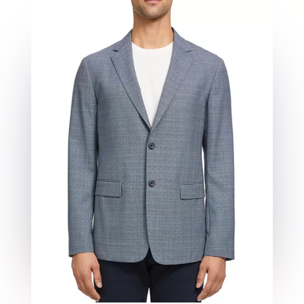 Theory Men’s Clinton Margate Blazer In Textured Wool Sz 46r In Space Multi Euc